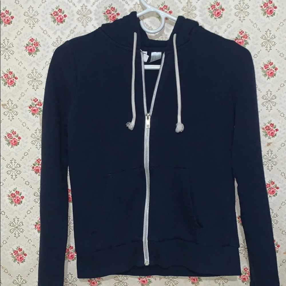 dark navy blue H&M hoodie zipup XS